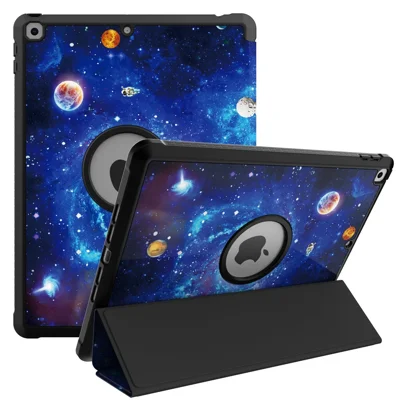 Mønstertrykt tri-fold stand PU læder tabletbeskytning til iPad 10,2 (2021)/(2020)/(2019) - Universet