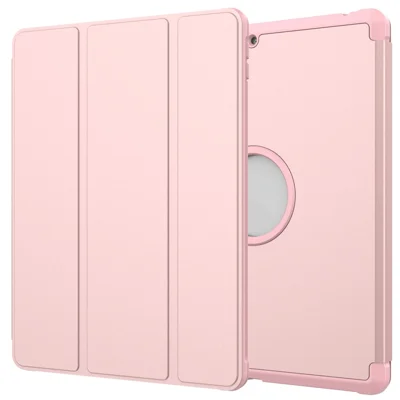 A07 Custodia in pelle pieghevole a tre ante resistente agli urti per iPad 10.2 (2021)/(2020)/(2019) - Oro rosa