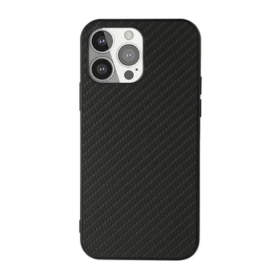 Full Protective Carbon Fiber Texture Leather Phone Back Cover for iPhone 13 Pro 6.1 inch - Black