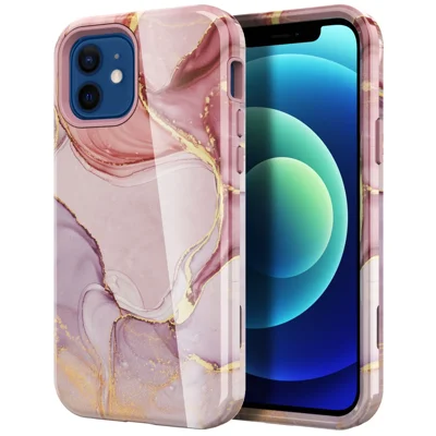 Water Transfer Printing Anti Scratch PC + TPU Phone Case Shell for iPhone 12 /12 Pro - Style G
