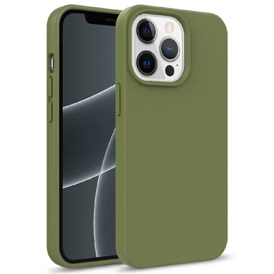 For iPhone 13 Pro 6.1 inch Starry Sky Series  Wheat Straw + TPU Phone Case  Anti-Scratch Back Shell - Blackish Green