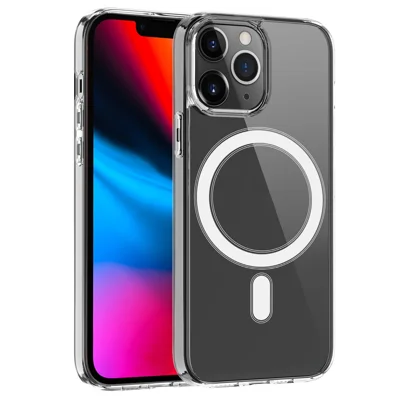 Kunststof en zacht TPU-magnethoes met ondersteuning voor draadloos opladen Stootvaste hoes voor iPhone 13 Pro Max 6,7 inch