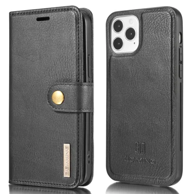 DG.MING Anti-scratch Split Leather Wallet Design Detachable 2-in-1 Phone Cover for iPhone 13 mini 5.4 inch - Black