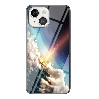 3D Starry Sky Texture Tempered Glass Smooth Scratch-Proof Protective Back Cover for iPhone 13 6.1 inch - Bright Starry Sky