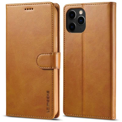 LC.IMEEKE Stootvaste PU Leren Telefoonhoes met Stand en Portemonneeontwerp voor iPhone 13 Pro Max 6,7 inch - Bruin