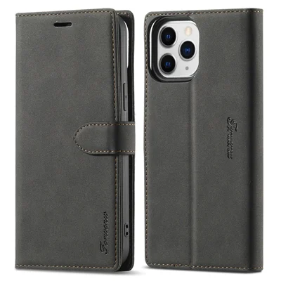 FORWENW F1 Series Full Protection Drop-Resistant Skin Feeling Leather Case for iPhone 13 6.1 inch - Black