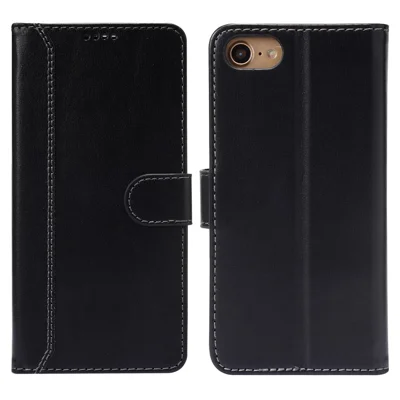 Spleißen PU Leder Telefon Hülle Wallet Wallet Cover Protektor Für Iphone 6/SE (2022)/SE (2020)/8/7 - Schwarz