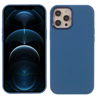 Soft Touch Solid Silicone Full-Body Protective Case for iPhone 12 Pro Max 6.7 inch - Dark Blue