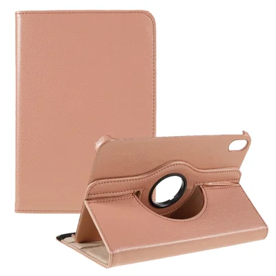 360 Degree Swiveling Stand Litchi Texture Leather Tablet Case Cover for iPad mini (2024) / mini (2021) - Rose Gold