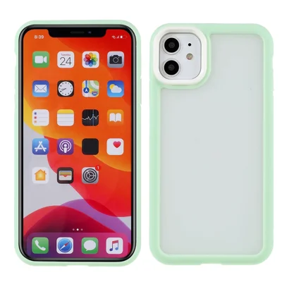 TPU + Matte Acrylic Dual-layer Protection Stylish Cell Phone Protective Cover Case for iPhone 11 6.1 inch - Light Green