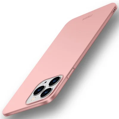 MOFI Shield Slim bejdset overflade i hårde plastikkabinet til mobiltelefon med beskyttelse til iPhone 13 Pro 6,1 tommer – Rosenød