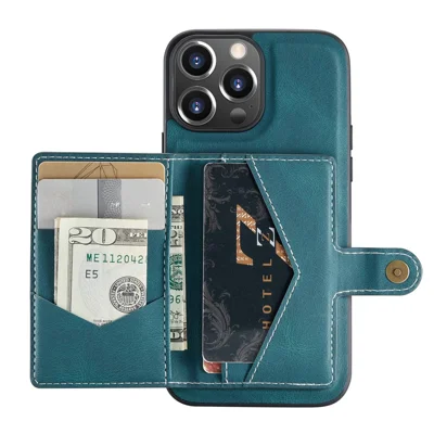 JEEHOOD Detachable 2-in-1 Magnetic Leather Wallet + Leather Coated TPU Phone Case for iPhone 13 mini 5.4 inch - Green