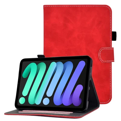 Встроенные слоты для карт, прочный чехол-подставка из кожи и ТПУ для iPad mini (2024) / mini (2021) — красный