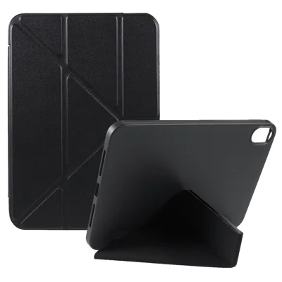 Folio Stand Deformable Silicone + PU Leather Smart Tablet Cover with Auto Wake / Sleep for iPad mini (2024) / mini (2021) - Black