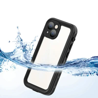 REDPEPPER Dot+ Series Transparent Back IP68 Waterproof IP6X Dustproof PC+TPU+PET Phone Case for iPhone 13 mini 5.4 inch - Black