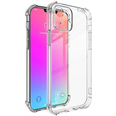 IMAK Four-Corner Airbag Armor Shockproof Anti-Scratch Soft TPU Phone Case with Screen Protector for iPhone 13 mini 5.4 inch - Transparent
