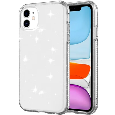 GW18 Clear Glitter Sparkly Light Anti-Drop Shockproof Soft TPU Case Cover for iPhone 11 6.1 inch - Transparent