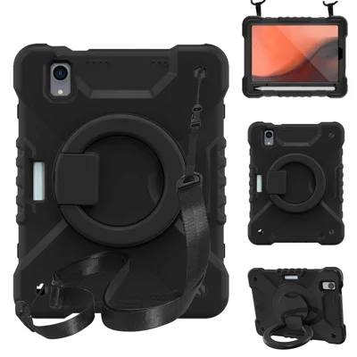 360-graders roterende stander Anti-skrab Anti-drop PC + Silikone Tablet Case med skulderrem til iPad mini (2024) / mini (2021) - Alle Bagsider