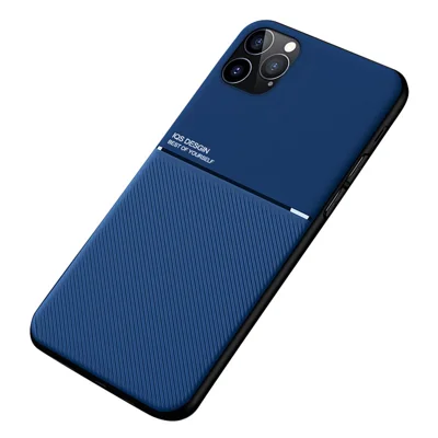 Imprinted TPU + PU Leather Coated Phone Case Shockproof Protector for iPhone 12 Pro Max 6.7 inch - Blue