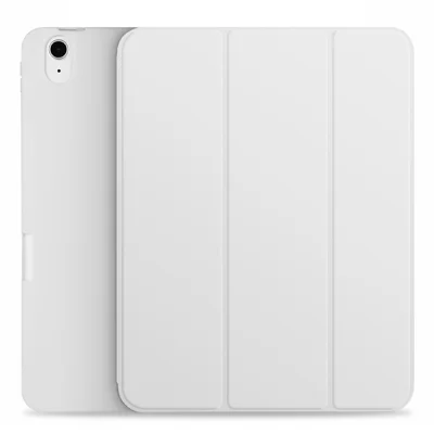 Tri-Fold PU Leather Stand Cover Shell with Stylus Pen Slot for iPad Air 11 (2026) / (2025) / (2024) / Air (2022) / (2020) - Light Grey