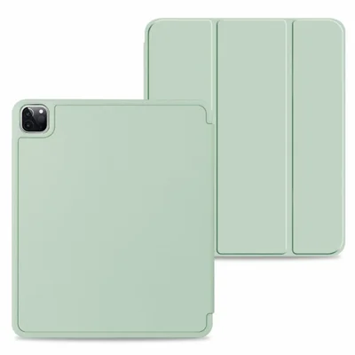 Pen Slot Design PU Leather Auto Wake/Sleep Tablet Full-protection Cover Tri-fold Stand Case for iPad Pro 11-inch (2021) - Green