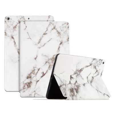 For iPad 10.2 (2021)/(2020)/(2019) Pattern Printing Tablet Case PU Leather + TPU Stand Protective Cover - White Marble