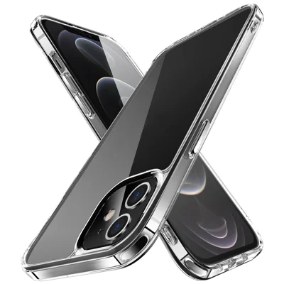 Electroplating Crystal Clear TPU + PC Hybrid Phone Cover for iPhone 12 6.1 Inch, Electroplating Side Keys Transparent Mobile Phone Accessory