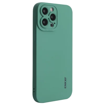 ENKAY HAT PRINCE Liquid Silicone Phone Case for iPhone 13 Pro 6.1 inch, Precise Cutout Camera Lens Protection Drop-proof Protective Cover - Green