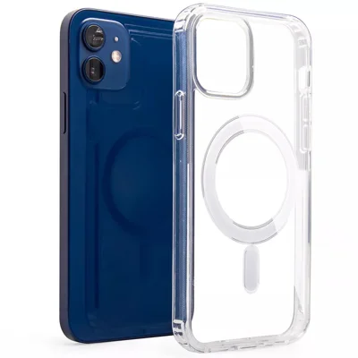 Coque magnétique transparente pour iPhone 12 / 12 Pro 6,1 pouces, compatible avec MagSafe, housse de protection rigide en PC et souple en TPU