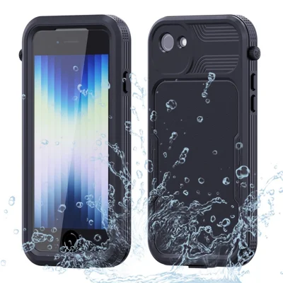 SHELLBOX A Series IP68 Waterproof Hybrid Phone Back Case for iPhone 7 4.7 inch / 8 4.7 inch / SE (2020) / (2022), IP6X Dust-Proof Protective Case with Lanyard - Black