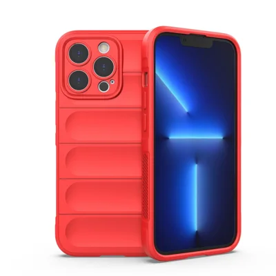 For iPhone 13 Pro 6.1 inch Anti-fall Rugged Back Shell Soft TPU Phone Protector Case - Red