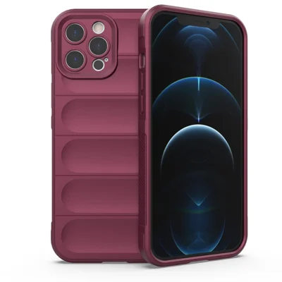 For iPhone 12 Pro Max 6.7 inch TPU Phone Protector Case, Anti-fall Rugged Back Shell Cover - Wine Red