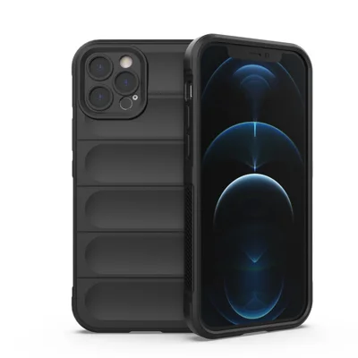 For iPhone 12 Pro 6.1 inch TPU Phone Protector Case, Collision Resistant Rugged Back Shell Cover - Black