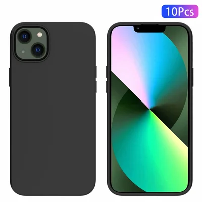 Voor iPhone 14 Plus 6,7 inch 10 stuks/pak Dubbelzijdig matte afwerking zachte TPU telefoonbeschermer Stootvaste hoes - Zwart