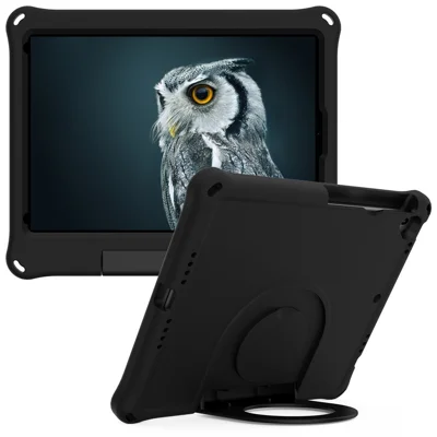 Per iPad 10.2 (2019)/(2020)/(2021) Custodia protettiva in EVA antiurto con supporto ad anello - Nero