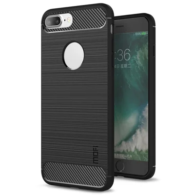 MOFI For iPhone 7 Plus 5.5 inch/8 Plus 5.5 inch Carbon Fiber Texture Brushed TPU Case Scratch-resistant Mobile Phone Cover - Black