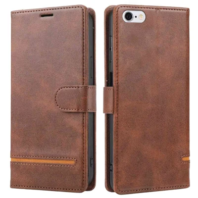 Para iPhone 6/7/8 4.7 pulgadas/iPhone SE (2020)/(2022) Funda de cuero con tapa plegable a prueba de golpes Billetera con cierre magnético Resistente a golpes Cubierta protectora plegable para teléfono - Marrón