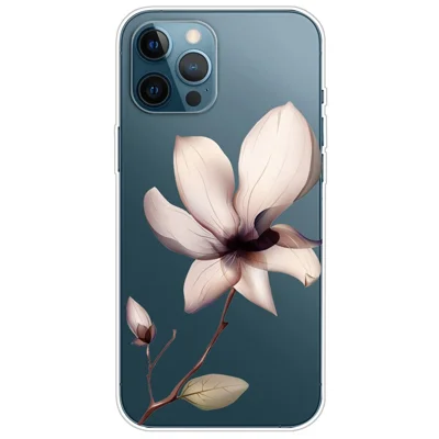 Pour iPhone 14 Pro 6.1 pouces Coque de protection arrière imprimée anti-chute et transparente en TPU souple résistante à l'usure - Fleurs