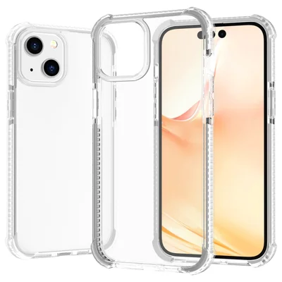 For iPhone 14 Case Four Corners Anti Drop Clear TPU + TPE + PC Phone Cover - Transparent White