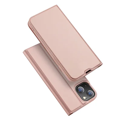 DUX DUCIS Skin Pro Series Folio Flip Leather Case for iPhone 14 6.1 inch, Card Holder Foldable Stand Phone Cover - Pink