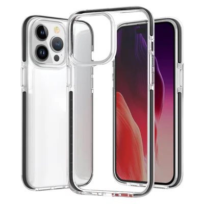 For iPhone 15 Pro HD Clear Phone Cover Shockproof Flexible TPU+TPE Phone Case Shell - Transparent Black