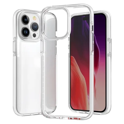 For iPhone 15 Pro Max Flexible TPU+TPE Clear Phone Cover Super Slim Shockproof Cell Phone Case Shell - White