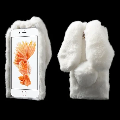 Étui TPU en fourrure douce pour iPhone 8 Plus / 7 Plus 5,5 pouces - Blanc