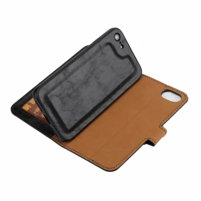 For iPhone 7/8/SE (2020)/SE (2022) 4.7 inch Crazy Horse Leather Cover Magnetic Detachable Stand Shockproof Phone Case - Black