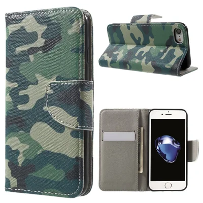 Pattern Printing Leather Wallet Magnetic Case for iPhone 7/8/SE (2022)/SE (2022) - Camouflage Pattern
