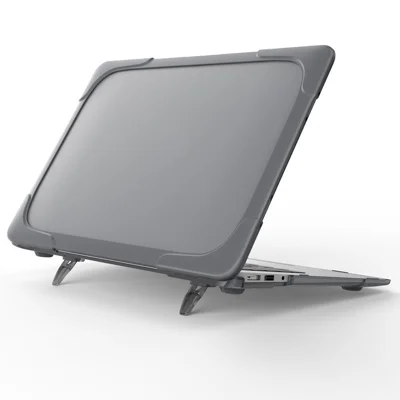 For Macbook Air 13.3 Inch See-through Full Protection PC TPU Case with Kickstand A1369/A1466 - Grey