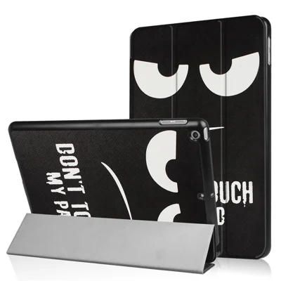 Tri-fold Stand Leather Case Pattern Printing Smart Wake/Sleep Design for iPad 9.7 (2018) / 9.7 (2017) - Do Not Touch My Pad