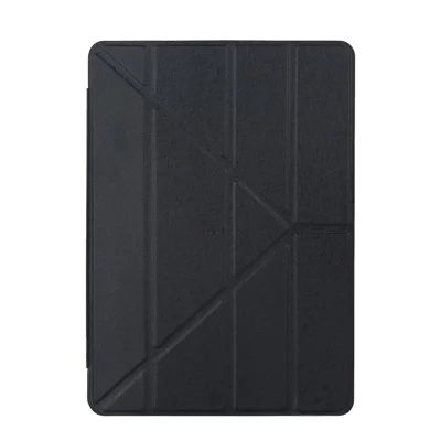 Silk Texture Origami Stand Leather Smart Case for iPad 9.7 (2018) / 9.7 (2017) - Black
