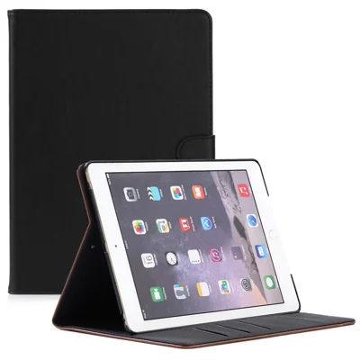 For iPad 9.7 (2018) / (2017) Retro Crazy Horse Texture Leather Tablet Case Corner Protection Folio Standing Cover - Black