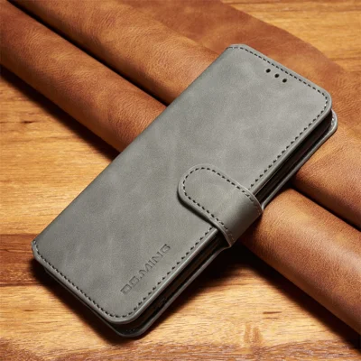 DG.MING for Samsung Galaxy S8 SM-G950 Leather Case, Retro Style | Wallet | Stand - Grey